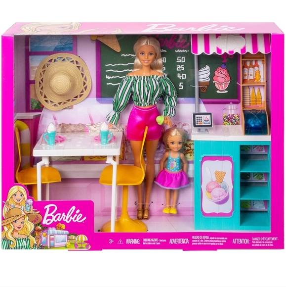 Barbie Ice Cream Cafe Playset with Barbie and Chelsea Dolls Brand New! - Picture 1 of 8